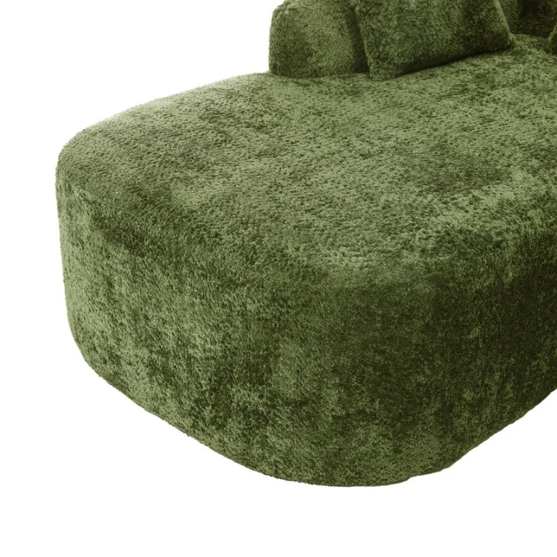 COOLMORE Boucle Sofa 3 Seater for Living Room Oversized Comfy Sofa L-Shape Sofa Couch with Chaise Home Furniture Sleeper Sectional Sofa for Apartment, Office Left Hand Facing (Green)-海智集-Default-