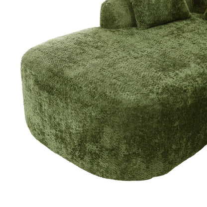 COOLMORE Boucle Sofa 3 Seater for Living Room Oversized Comfy Sofa L-Shape Sofa Couch with Chaise Home Furniture Sleeper Sectional Sofa for Apartment, Office Left Hand Facing (Green)-海智集-Default-