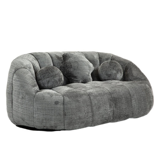 Durable Comfort High Back Bean Bag Sofa Lounger for Adults and Kids, Gray Chenille-海智集-Default-