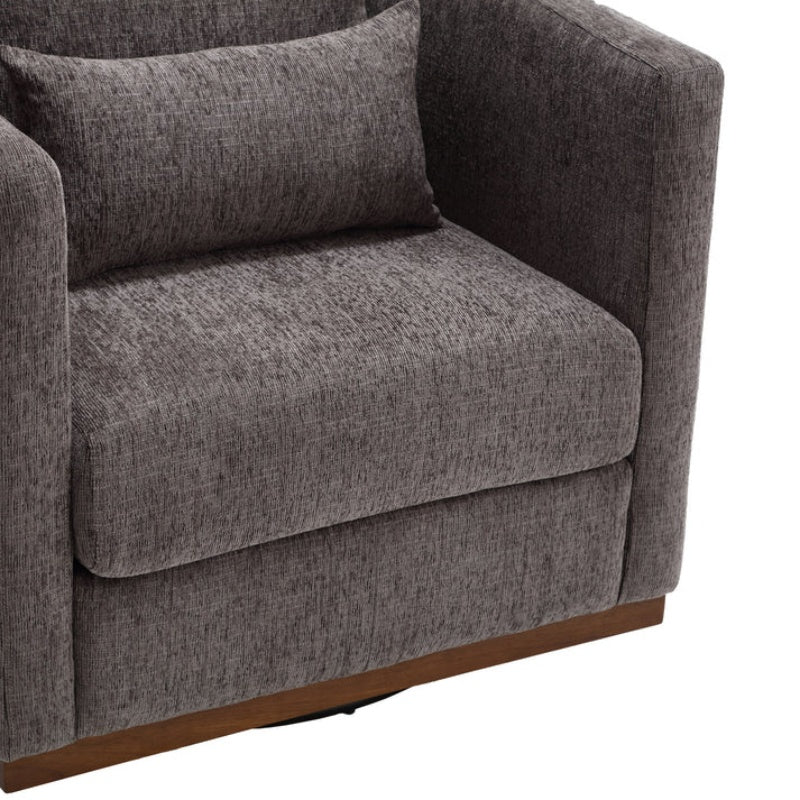 COOLMORE Swivel Barrel Chair, Comfy Round Accent Sofa Chair for Living Room, 360 Degree Swivel Barrel Club Chair, Leisure Arm Chair for Nursery, Hotel, Bedroom, Office, Lounge (Dark Gray Chenille)-海智集-Default-