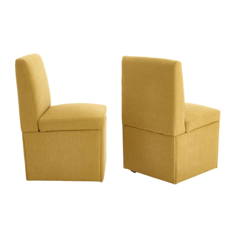 COOLMORE 360 Degree Swivel Upholstered Dining Chairs Set of 2 Swivel Dining Room Chairs Kitchen Chairs Casters & Storage Comfy Modern Rolling Chair for Living Room Fabric Armless Chair-海智集-Default-