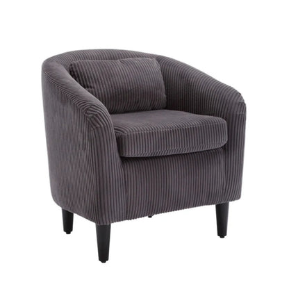 COOLMORE Living Room Accent Barrel Chair, Century Modern Style Decorative Chair, Armchair for Living Room with Thick Cushions and Pillows, Comfy Single Sofa Chair, Chair with Wooden Legs,dark grey-海智集-Default-