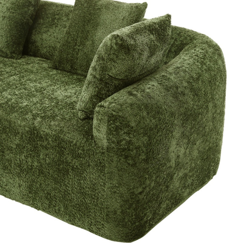 COOLMORE Boucle Sofa 3 Seater for Living Room Oversized Comfy Sofa L-Shape Sofa Couch with Chaise Home Furniture Sleeper Sectional Sofa for Apartment, Office Left Hand Facing (Green)-海智集-Default-