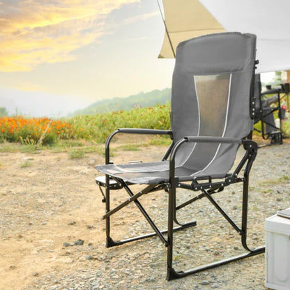 Camping Directors Chair, Heavy Duty,Oversized Portable Folding Chair with Side Table, Pocket for Beach, Fishing,Trip,Picnic,Lawn Grey-海智集-Default-