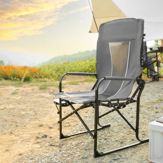 Camping Directors Chair, Heavy Duty,Oversized Portable Folding Chair with Side Table, Pocket for Beach, Fishing,Trip,Picnic,Lawn Grey-海智集-Default-