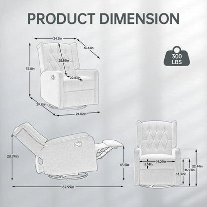 COOLMORE Rocking Recliner Chair,360 Degree Swivel Nursery Rocking Chair,Glider Chair,Modern Small Rocking Swivel Recliner Chair for Bedroom,Living Room Chair Home Theater Seat (Coffee)-海智集-Default-