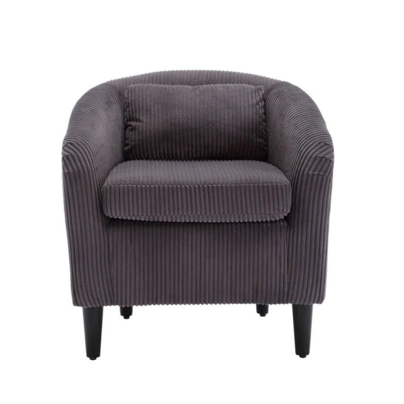COOLMORE Living Room Accent Barrel Chair, Century Modern Style Decorative Chair, Armchair for Living Room with Thick Cushions and Pillows, Comfy Single Sofa Chair, Chair with Wooden Legs,dark grey-海智集-Default-