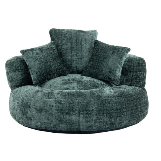 Emerald Chenille High Back Bean Bag Chair Couch with Three Pillows, Indoor & Outdoor, Single Gaming Sofa for Bedroom and Office-海智集-Default-