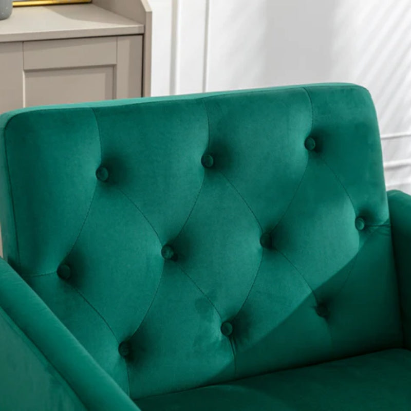 COOLMORE Velvet Accent Chair with Adjustable Armrests and Backrest, Button Tufted Lounge Chair, Single Recliner Armchair with Ottoman-海智集-Default-