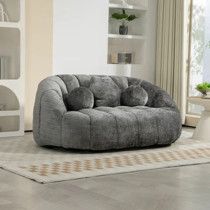 Durable Comfort High Back Bean Bag Sofa Lounger for Adults and Kids, Gray Chenille-海智集-Default-