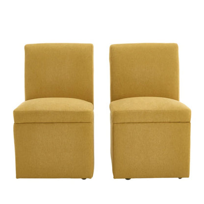 COOLMORE 360 Degree Swivel Upholstered Dining Chairs Set of 2 Swivel Dining Room Chairs Kitchen Chairs Casters & Storage Comfy Modern Rolling Chair for Living Room Fabric Armless Chair-海智集-Default-