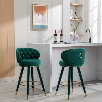 COOLMORE Counter Height Bar Stools Set of 2 for Kitchen Counter Solid Wood Legs with a fixed height of 360 degrees-海智集-Default-