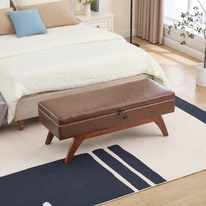 COOLMORE Teddy wool fabric, solid wood feet for solid weighing, and bed end stool with storage function-海智集-Default-