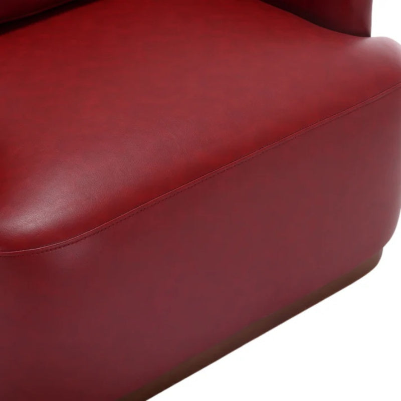 Swivel Barrel Chair, Comfy Round Accent Sofa Chair, 360 Degree Swivel, Wine Red PU, for Living Room, Office, Lounge-海智集-Default-