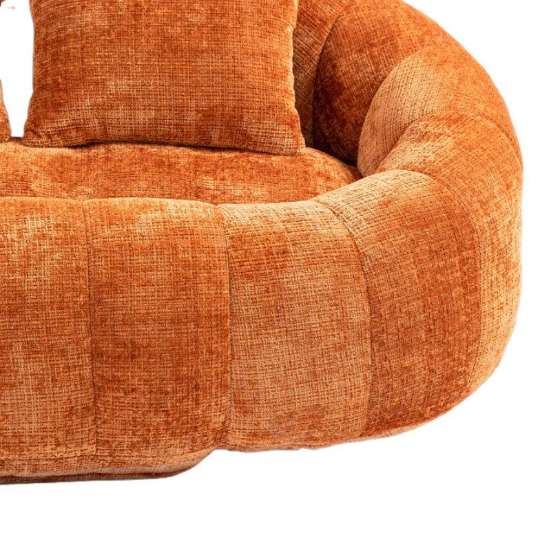 Durable Comfort High Back Bean Bag Sofa Lounger for Adults and Kids, Indoor & Outdoor, Orange Chenille-海智集-Default-
