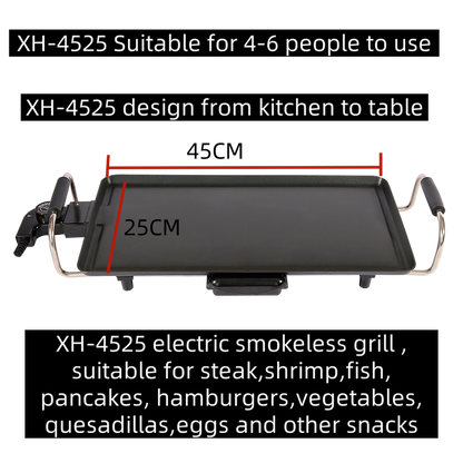 Electric BBQ Grill Large Indoor Smokeless Table Griddle Easy-to-Clean PTFE Non-Stick US Plug Machine Grade for Household Use-海智集-