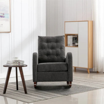 High Back Rocking Chair Nursery Chair .Comfortable Rocker Fabric Padded Seat .Modern High Back Armchair-海智集-Default-