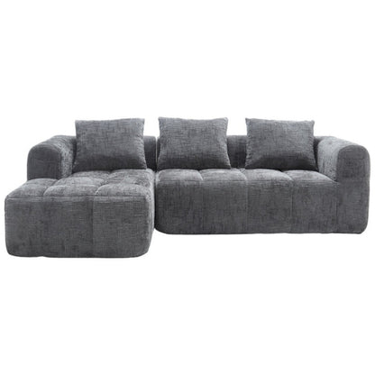 UNITED WE WIN 98.42-inch modular sectional sofa, modern modular L-shaped sofa with chaise longue, equipped with small side pockets and free of compression during installation.-海智集-Default-