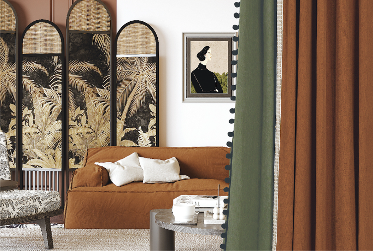 Leaf Shadow Curtain：Elegant Ancient Style, Light Blocking Soft Texture, High-Quality Drapery for a Cozy Atmosphere-海智集-
