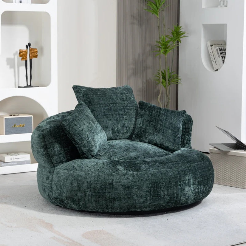 Emerald Chenille High Back Bean Bag Chair Couch with Three Pillows, Indoor & Outdoor, Single Gaming Sofa for Bedroom and Office-海智集-Default-