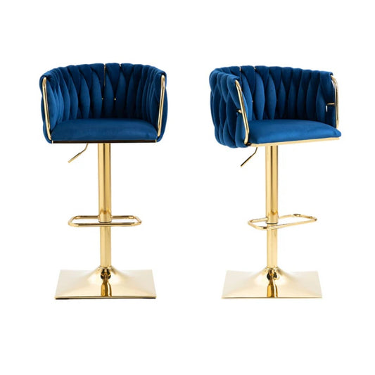 COOLMORE Vintage Bar Stools with Back and Footrest Counter Height Dining Chairs 2PC/SET-海智集-Default-