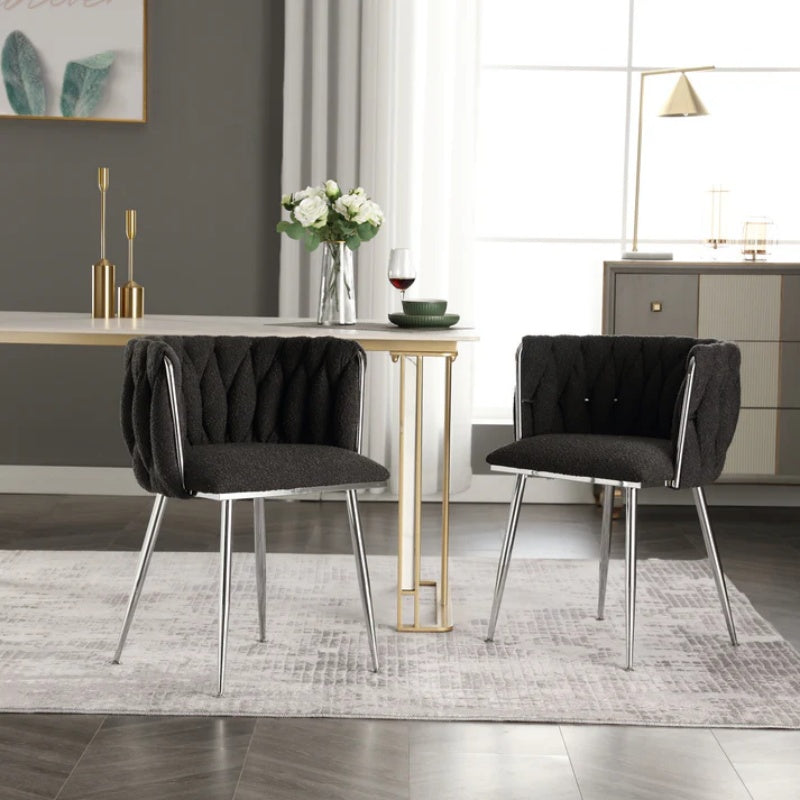 COOLMORE Leisure Dining Chairs Accent Chair Velvet Accent Lounge Chair With Metal Feet 2PC/SET-海智集-Default-