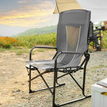 Camping Directors Chair, Heavy Duty,Oversized Portable Folding Chair with Side Table, Pocket for Beach, Fishing,Trip,Picnic,Lawn Grey-海智集-Default-
