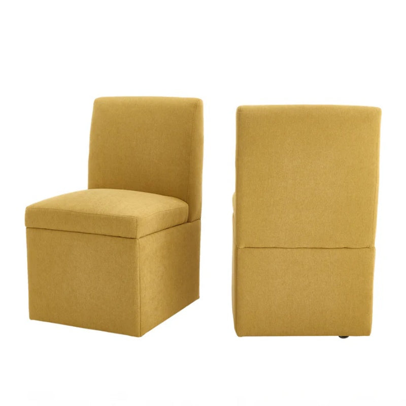 COOLMORE 360 Degree Swivel Upholstered Dining Chairs Set of 2 Swivel Dining Room Chairs Kitchen Chairs Casters & Storage Comfy Modern Rolling Chair for Living Room Fabric Armless Chair-海智集-Default-