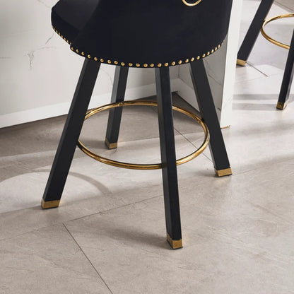 COOLMORE Set of 2,Back pull point design, velvet material, 360 degree rotation, back pull loop detachable design, rivet decoration, square foot wooden bar chair-海智集-Default-