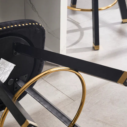 COOLMORE Set of 2,Back pull point design, velvet material, 360 degree rotation, back pull loop detachable design, rivet decoration, square foot wooden bar chair-海智集-Default-