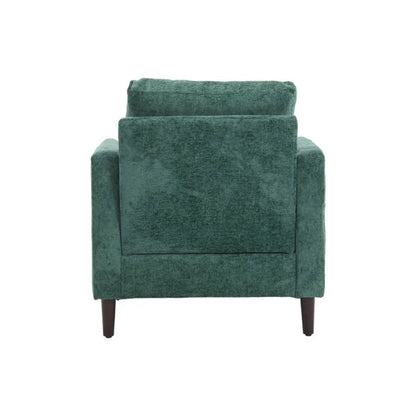 Modern Mid Century Wood Frame Armchair with Tufted Design in Emerald Chenille-海智集-Default-