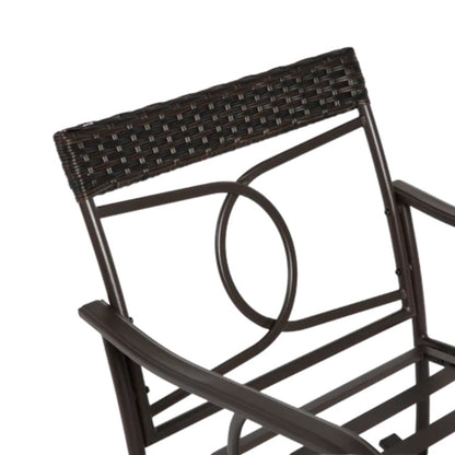 3 Pieces Patio Furniture Set Rocking Bistro Set Outdoor Rattan Conversation with Coffee Table for Garden Balcony Backyard Poolside-海智集-Default-