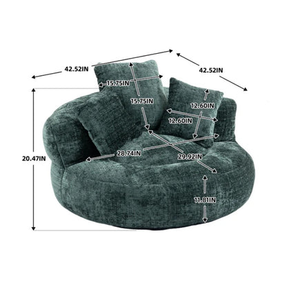 Emerald Chenille High Back Bean Bag Chair Couch with Three Pillows, Indoor & Outdoor, Single Gaming Sofa for Bedroom and Office-海智集-Default-