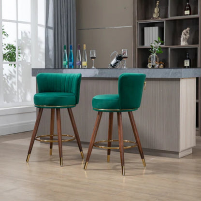 COOLMORE Counter Height Bar Stools Set of 2 for Kitchen Counter Solid Wood Legs with a fixed height of 360 degrees-海智集-Default-
