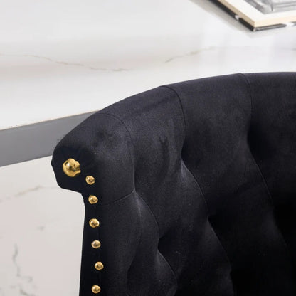 COOLMORE Set of 2,Back pull point design, velvet material, 360 degree rotation, back pull loop detachable design, rivet decoration, square foot wooden bar chair-海智集-Default-