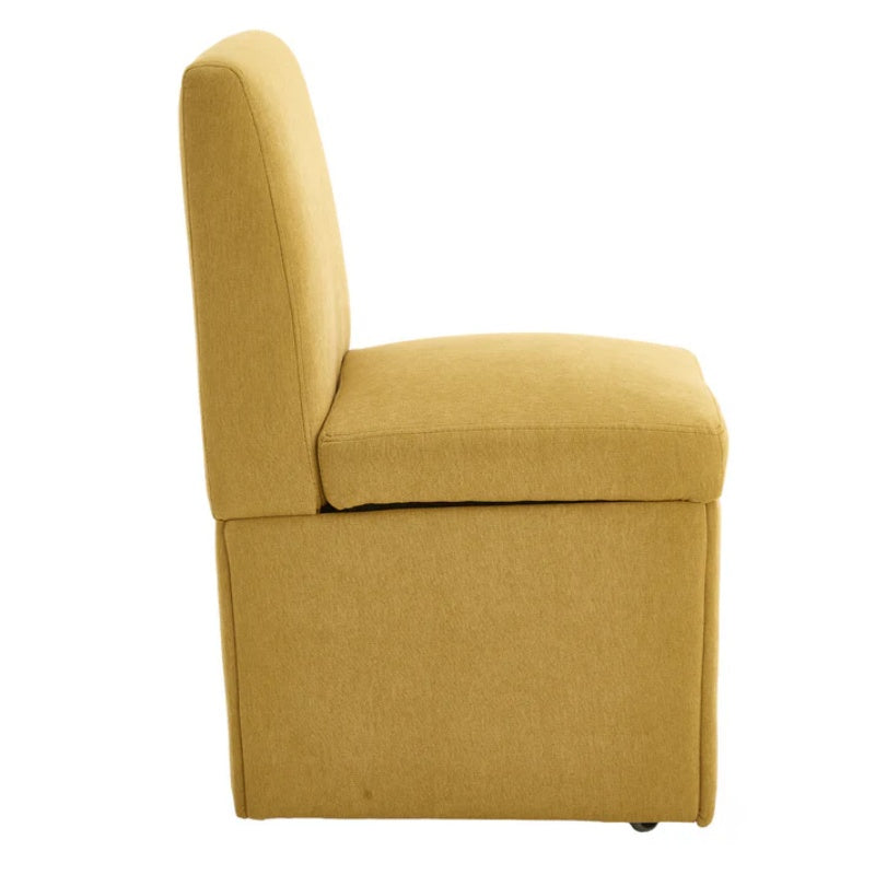COOLMORE 360 Degree Swivel Upholstered Dining Chairs Set of 2 Swivel Dining Room Chairs Kitchen Chairs Casters & Storage Comfy Modern Rolling Chair for Living Room Fabric Armless Chair-海智集-Default-