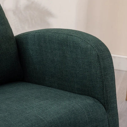 Rocking Chair, Modern Glider Chair, Recliner Armchair with Wood Legs and Side Pocket, Nursery Rocking Accent Chair with High Back for Living Room Bedroom (Emerald linen)-海智集-Default-