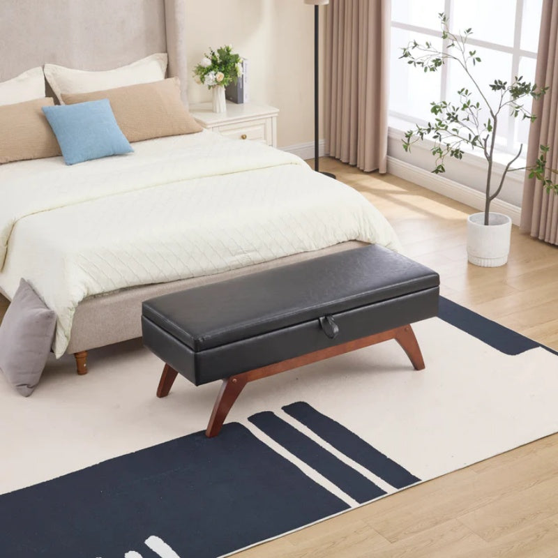 COOLMORE Teddy wool fabric, solid wood feet for solid weighing, and bed end stool with storage function-海智集-Default-