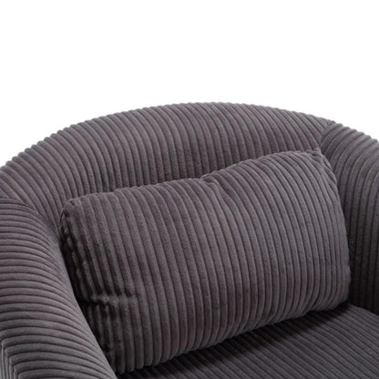 COOLMORE Living Room Accent Barrel Chair, Century Modern Style Decorative Chair, Armchair for Living Room with Thick Cushions and Pillows, Comfy Single Sofa Chair, Chair with Wooden Legs,dark grey-海智集-Default-