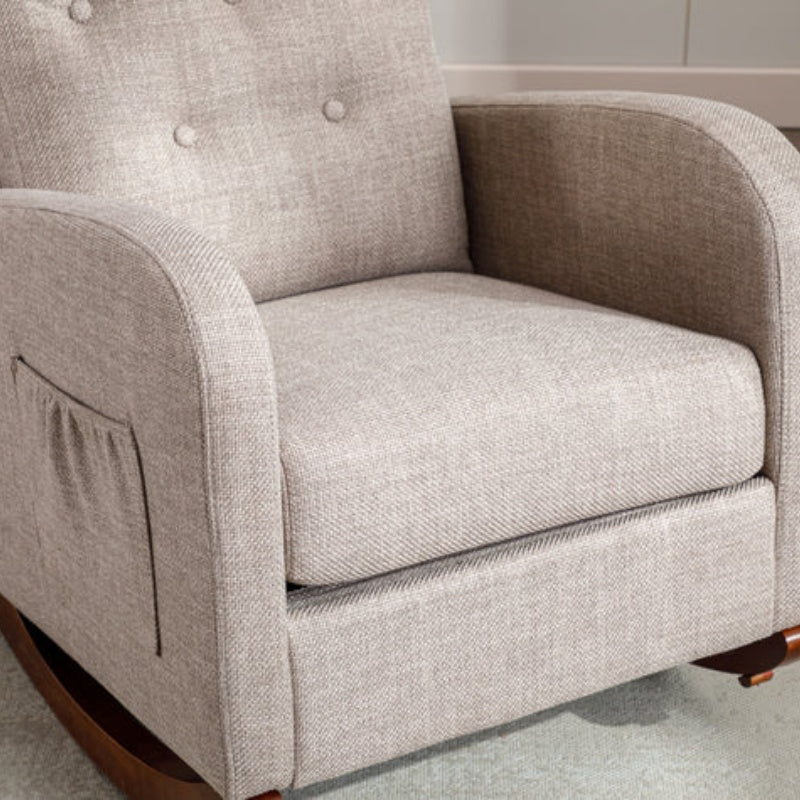 High Back Rocking Chair Nursery Chair .Comfortable Rocker Fabric Padded Seat .Modern High Back Armchair-海智集-Default-