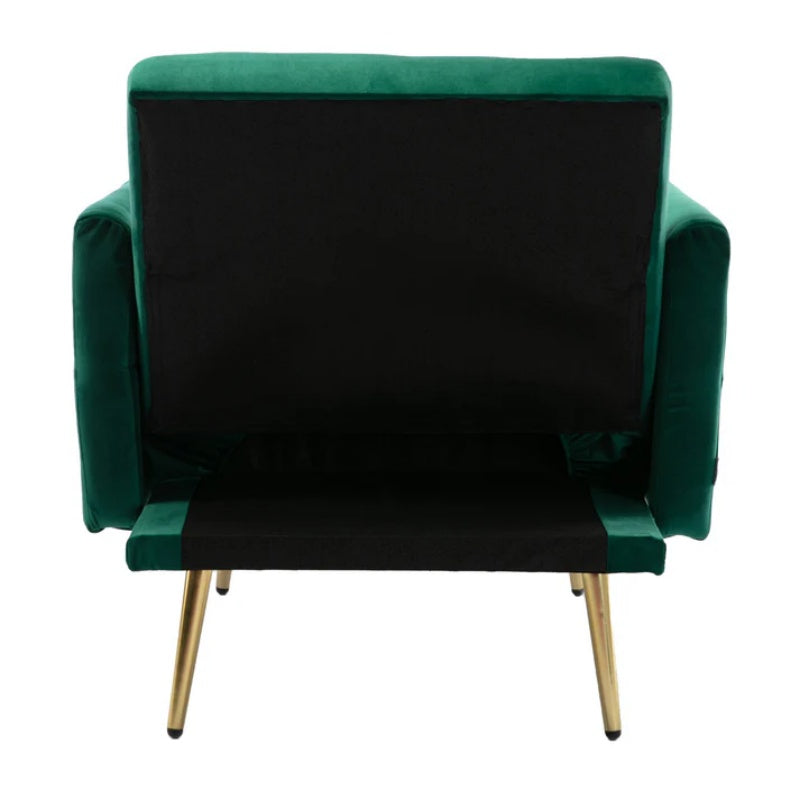 COOLMORE Velvet Accent Chair with Adjustable Armrests and Backrest, Button Tufted Lounge Chair, Single Recliner Armchair with Ottoman-海智集-Default-