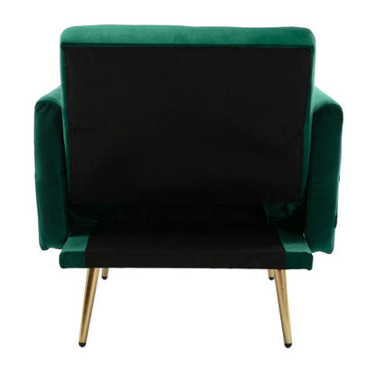 COOLMORE Velvet Accent Chair with Adjustable Armrests and Backrest, Button Tufted Lounge Chair, Single Recliner Armchair with Ottoman-海智集-Default-