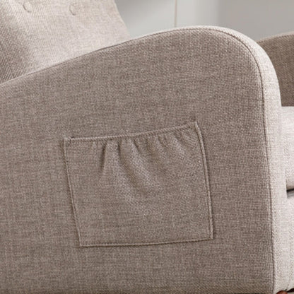High Back Rocking Chair Nursery Chair .Comfortable Rocker Fabric Padded Seat .Modern High Back Armchair-海智集-Default-