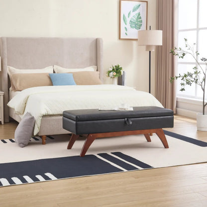 COOLMORE Teddy wool fabric, solid wood feet for solid weighing, and bed end stool with storage function-海智集-Default-