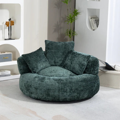 Emerald Chenille High Back Bean Bag Chair Couch with Three Pillows, Indoor & Outdoor, Single Gaming Sofa for Bedroom and Office-海智集-Default-
