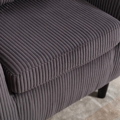 COOLMORE Living Room Accent Barrel Chair, Century Modern Style Decorative Chair, Armchair for Living Room with Thick Cushions and Pillows, Comfy Single Sofa Chair, Chair with Wooden Legs,dark grey-海智集-Default-