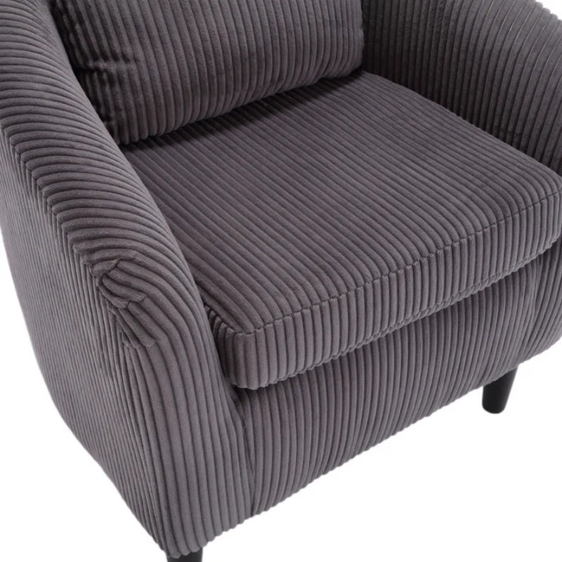 COOLMORE Living Room Accent Barrel Chair, Century Modern Style Decorative Chair, Armchair for Living Room with Thick Cushions and Pillows, Comfy Single Sofa Chair, Chair with Wooden Legs,dark grey-海智集-Default-