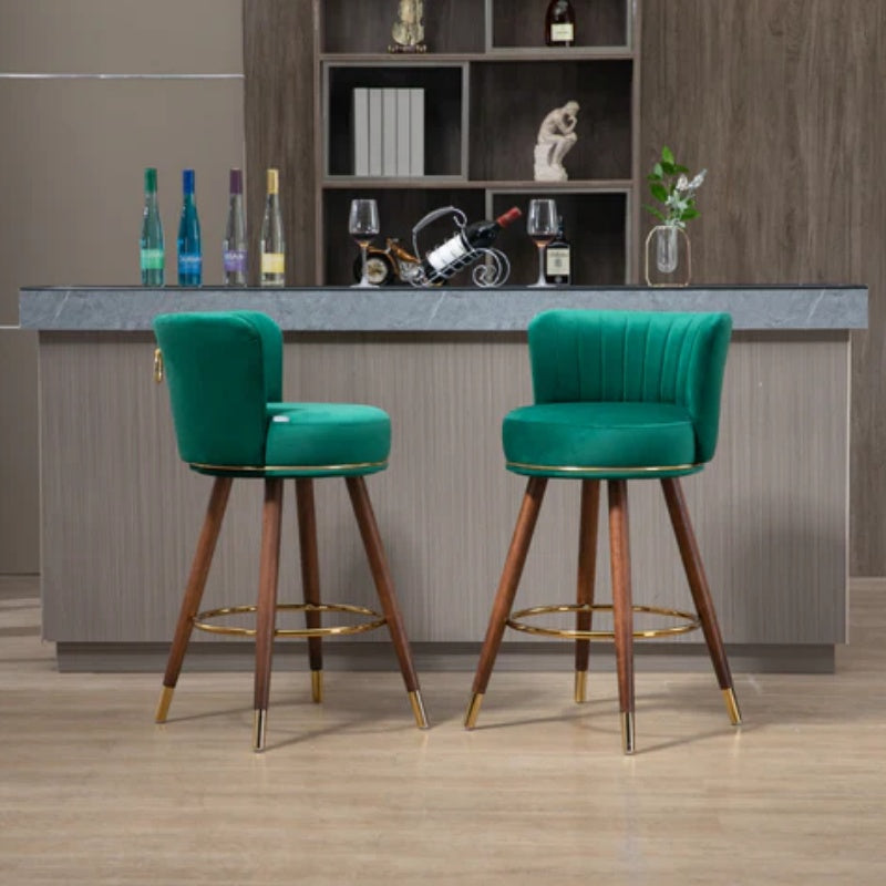 COOLMORE Counter Height Bar Stools Set of 2 for Kitchen Counter Solid Wood Legs with a fixed height of 360 degrees-海智集-Default-