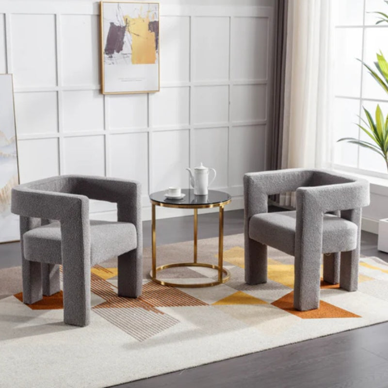 COOLMORE Contemporary Designed Fabric Upholstered Accent/Dining Chair /Barrel Side Chairs Kitchen Armchair for Living Room 2PC/SET-海智集-Default-