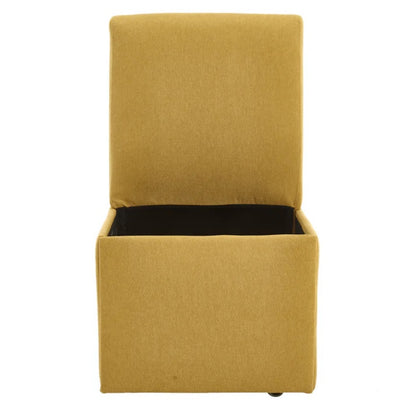 COOLMORE 360 Degree Swivel Upholstered Dining Chairs Set of 2 Swivel Dining Room Chairs Kitchen Chairs Casters & Storage Comfy Modern Rolling Chair for Living Room Fabric Armless Chair-海智集-Default-
